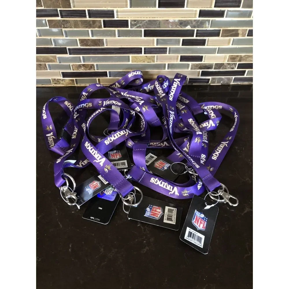 6 Aminco Officially Licensed NFL Team Super Soft‎ Lanyard Minnesota VIKINGS Lot